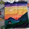 Arte textil de pared, Amanecer Paisaje original hecho a mano con tela - Imagen 2