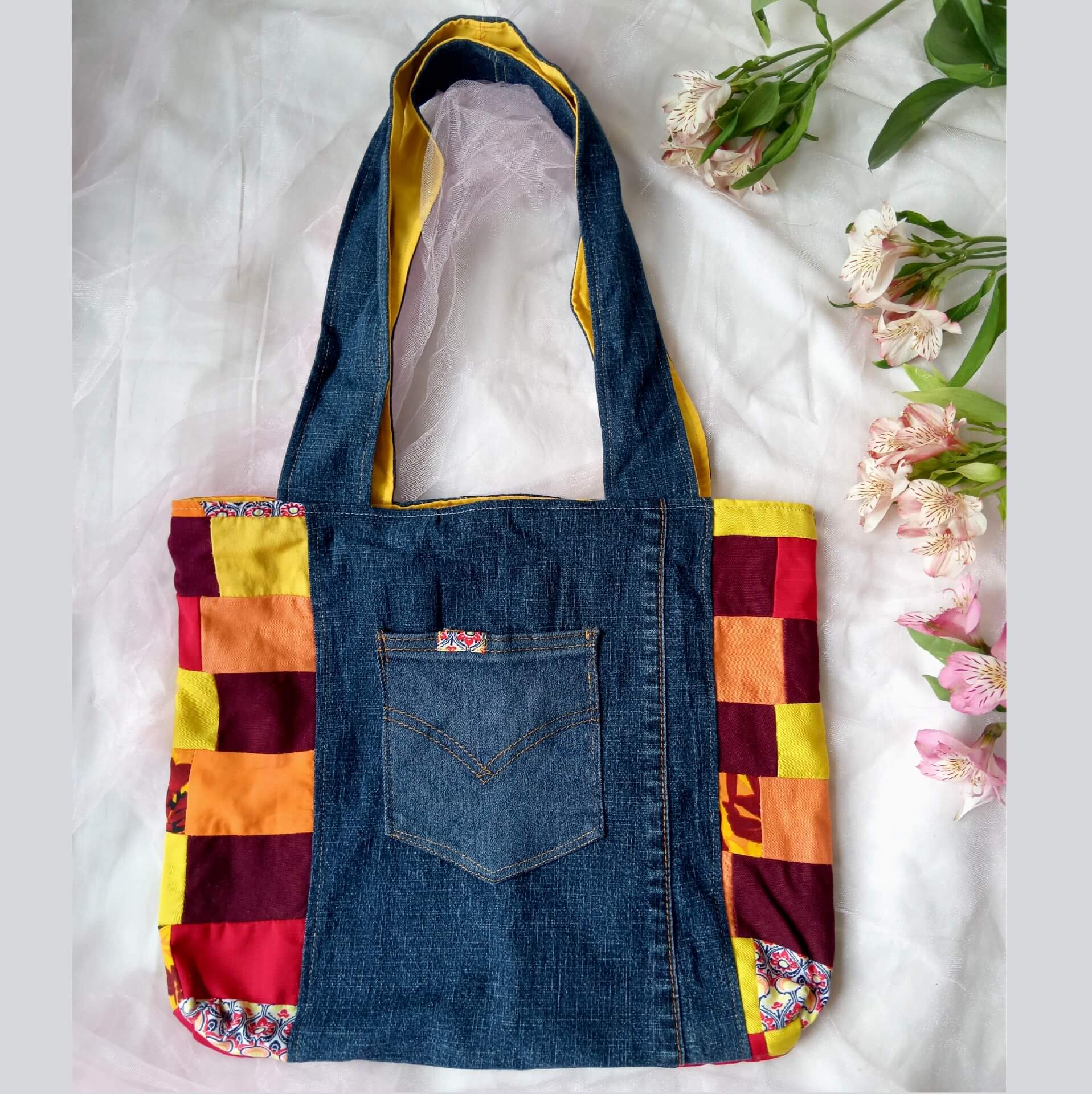 Bolso Jean naranja rojo