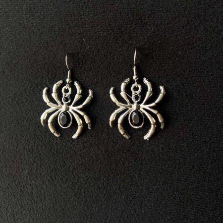 Aretes largos arañas negras