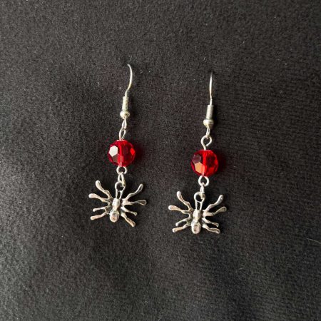 Aretes largos arañas rojo
